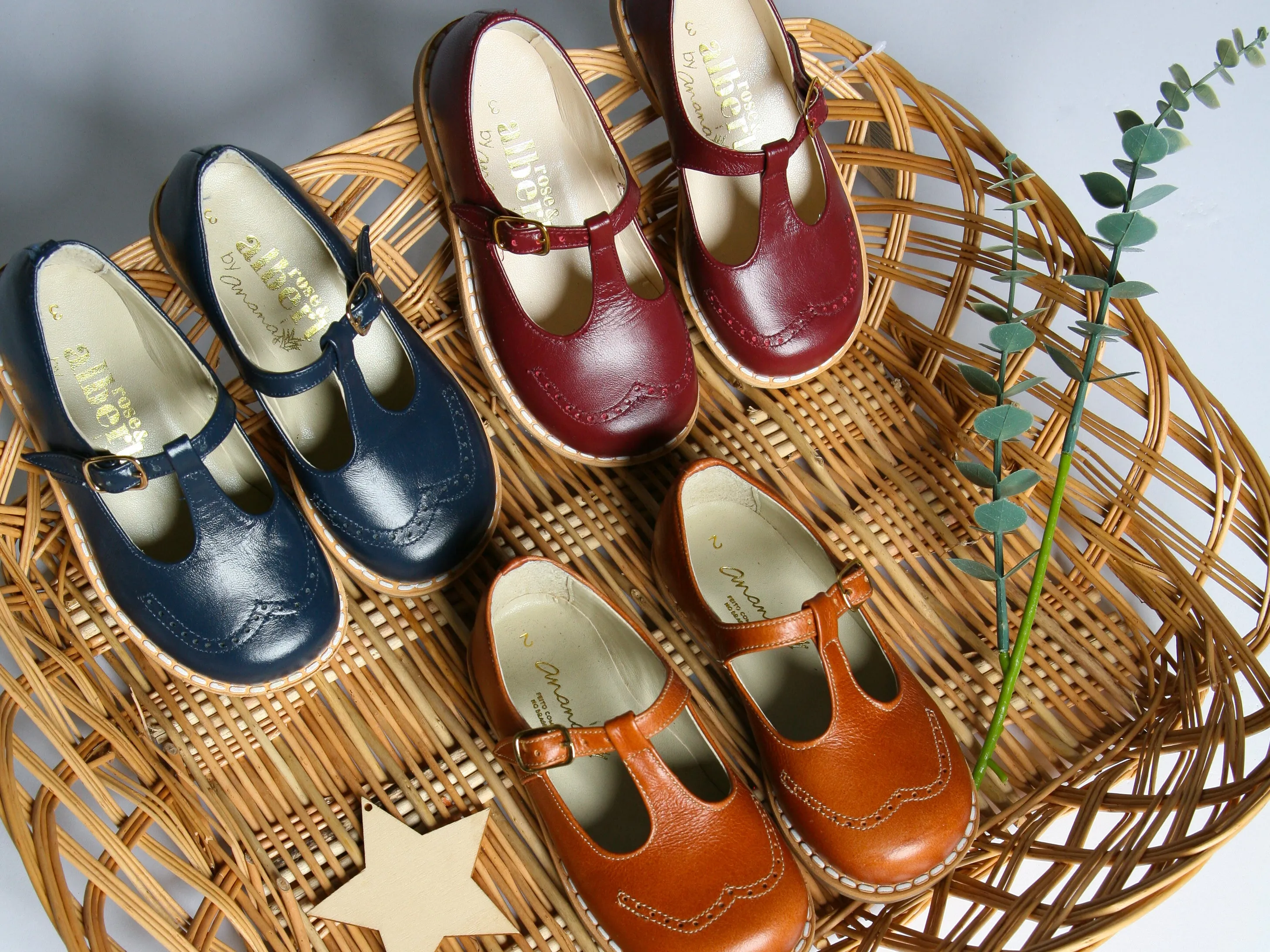 Ananas Petit Burgundy 'George' T-Bar Leather Shoes