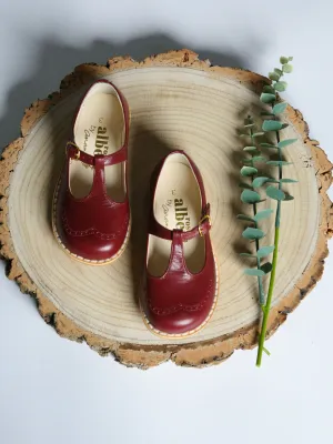 Ananas Petit Burgundy 'George' T-Bar Leather Shoes
