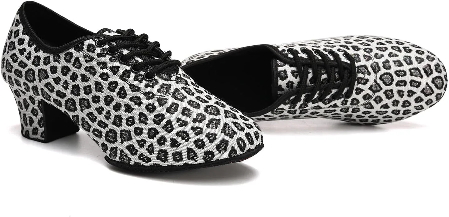 AOQUNFS Ballroom Dance Shoes Lace-up Latin Salsa Practice Teaching Dance Shoes for Women