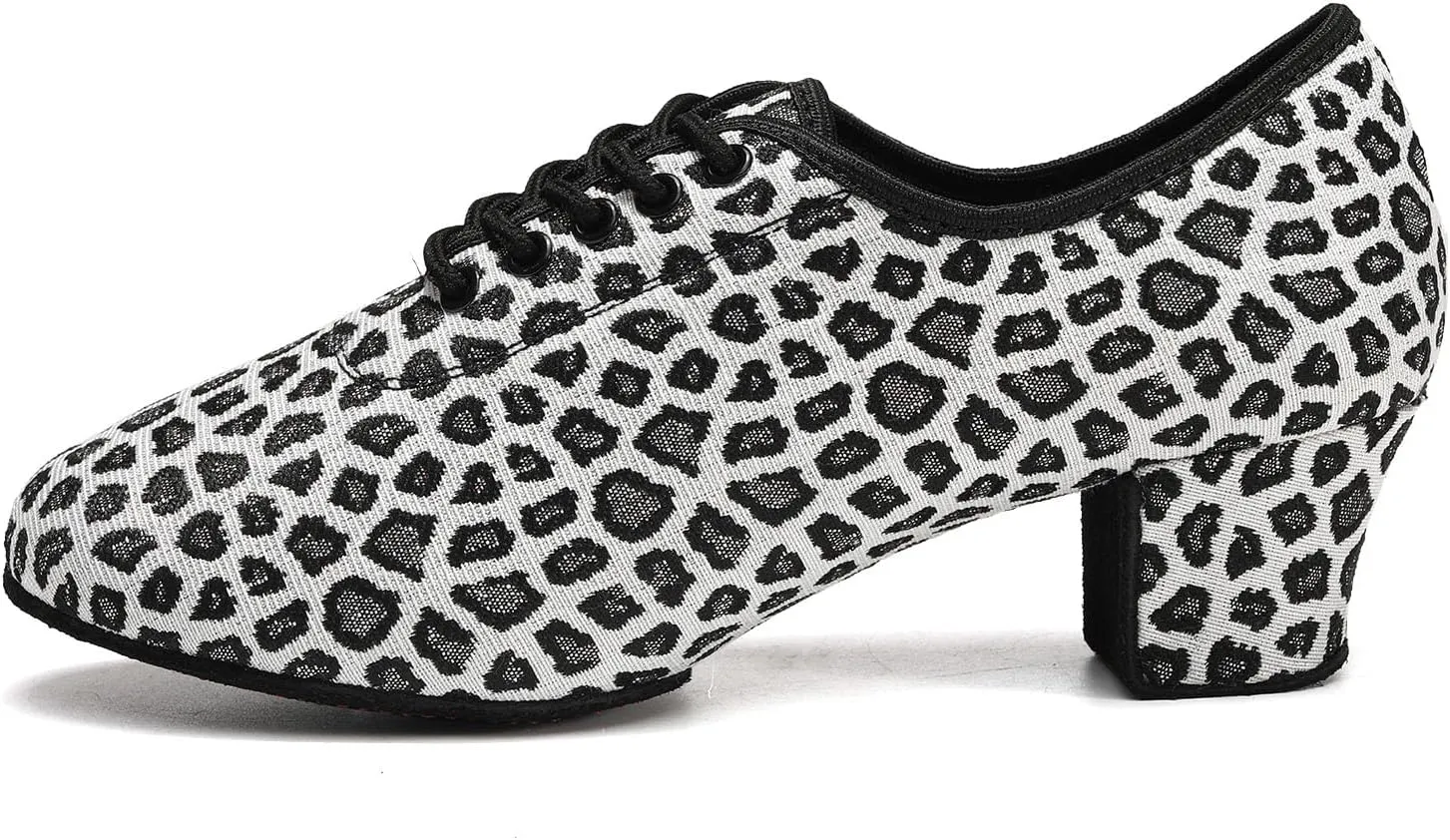 AOQUNFS Ballroom Dance Shoes Lace-up Latin Salsa Practice Teaching Dance Shoes for Women