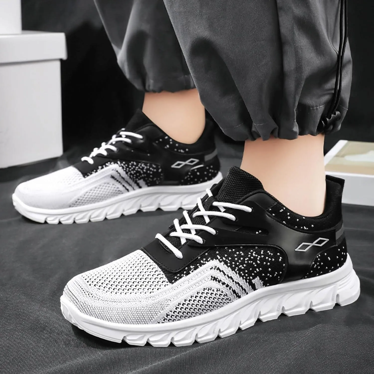 Athletic Fashion Sneakers for Men Comfortable Breathable Stretch Canvas Slip on Sneaker Non Slip Walking Shoes