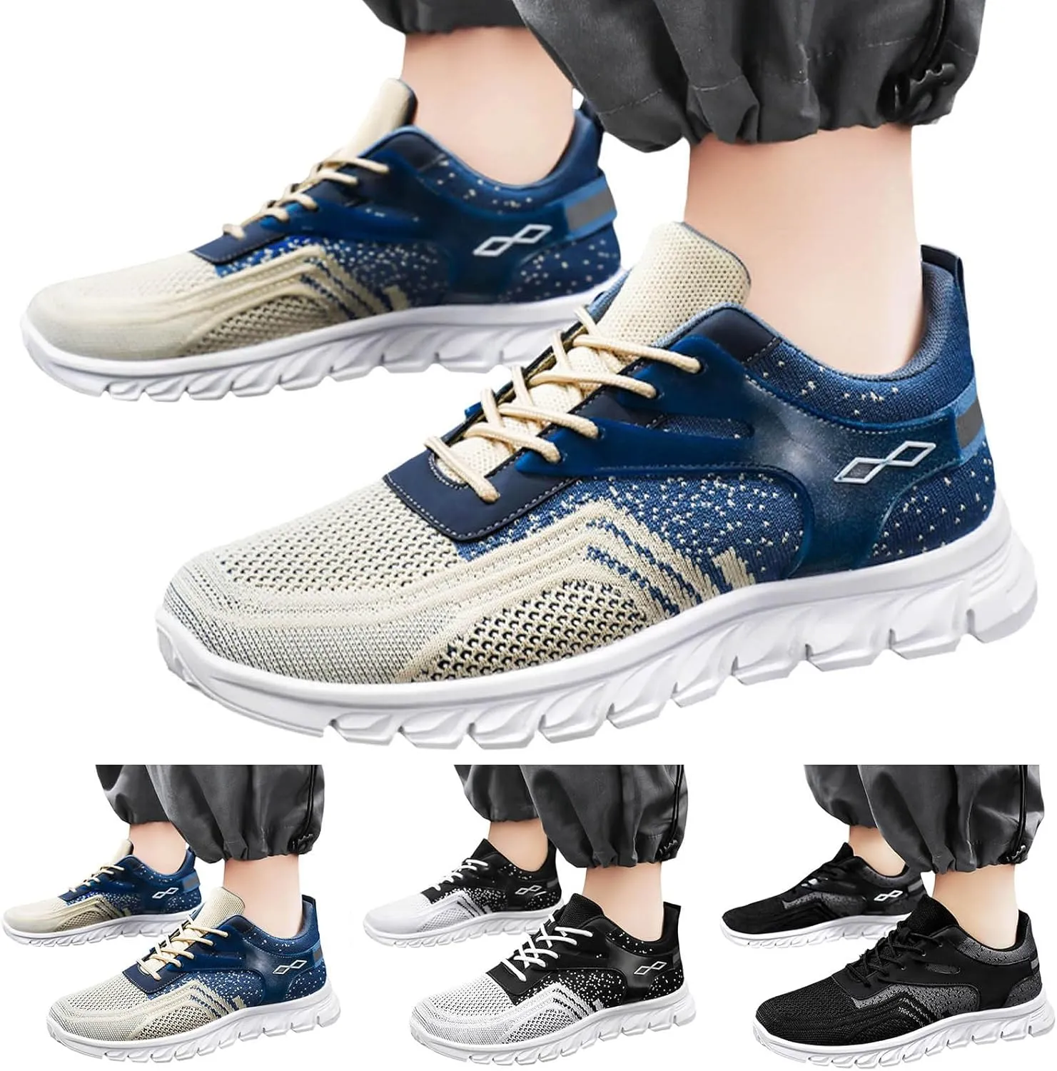 Athletic Fashion Sneakers for Men Comfortable Breathable Stretch Canvas Slip on Sneaker Non Slip Walking Shoes