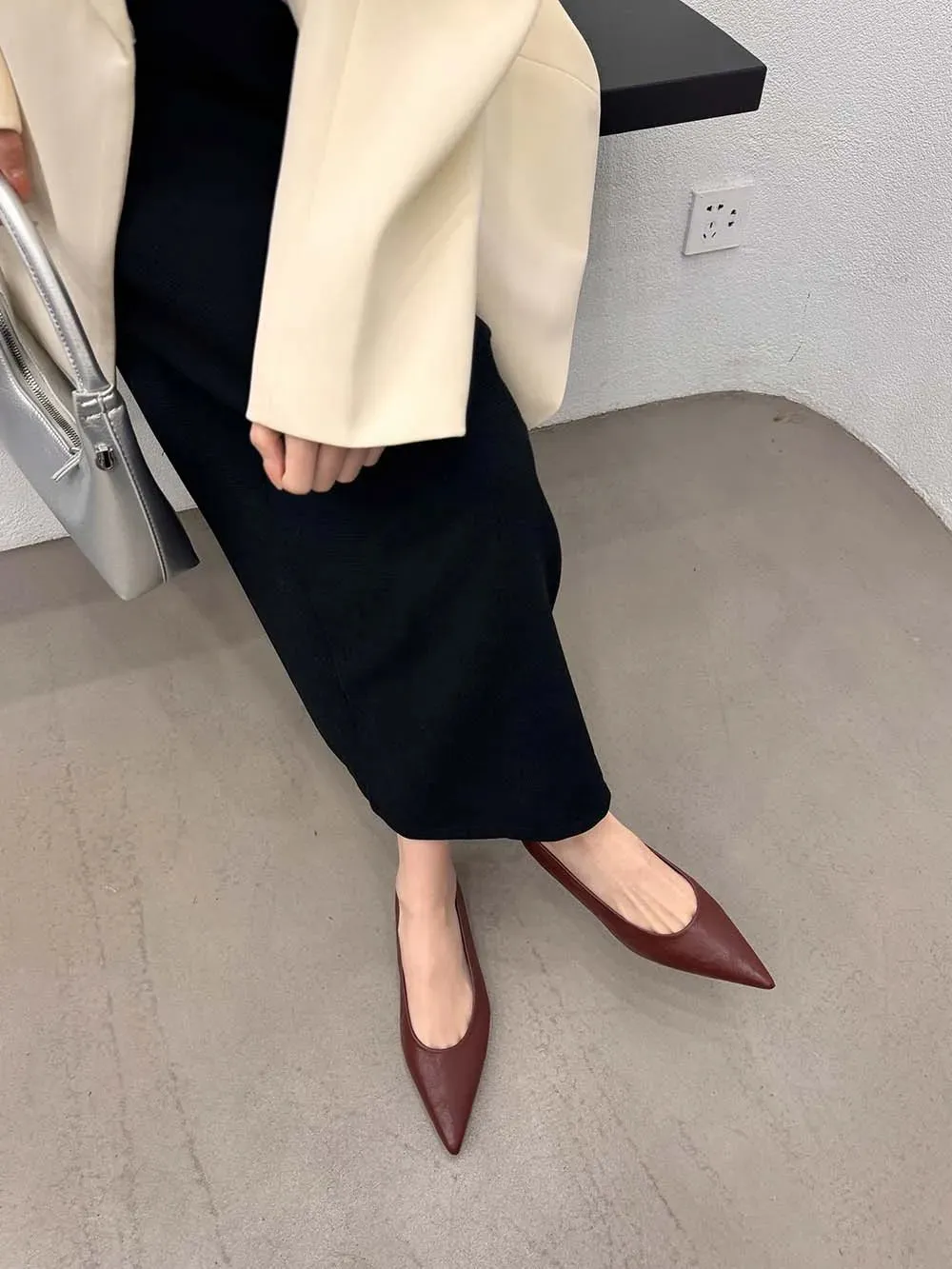 binfenxie  -  Pointed Toe Women Loafers 2024 New Arrivals Autumn Spring Dress Shoes Casual Fashion Laies Low Heeled Solid Color Black Gold 39