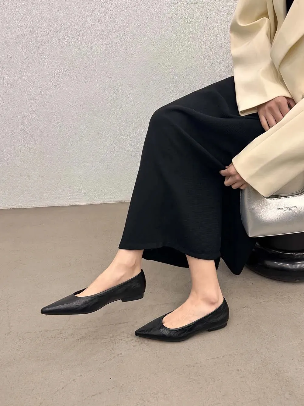 binfenxie  -  Pointed Toe Women Loafers 2024 New Arrivals Autumn Spring Dress Shoes Casual Fashion Laies Low Heeled Solid Color Black Gold 39
