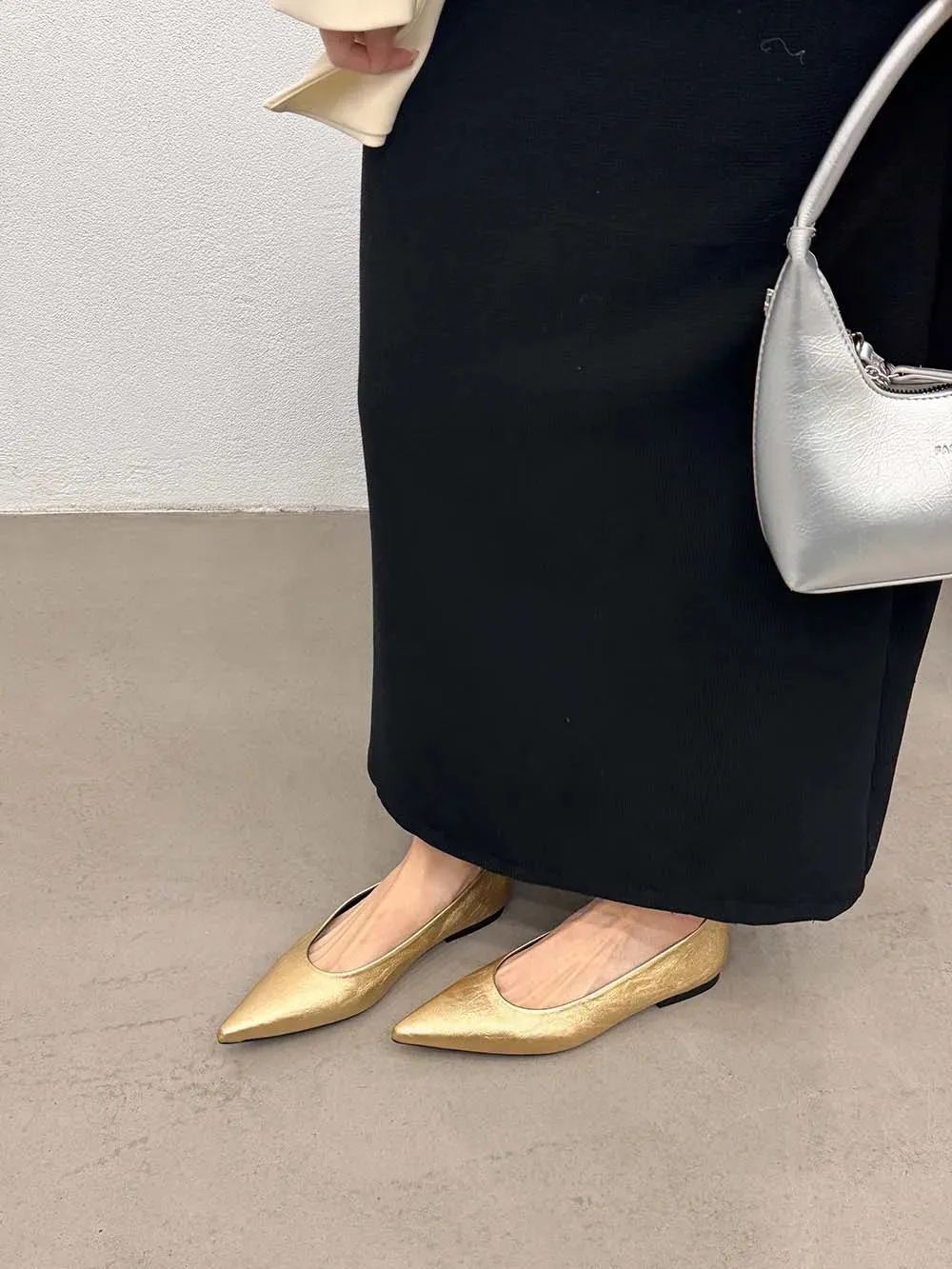 binfenxie  -  Pointed Toe Women Loafers 2024 New Arrivals Autumn Spring Dress Shoes Casual Fashion Laies Low Heeled Solid Color Black Gold 39