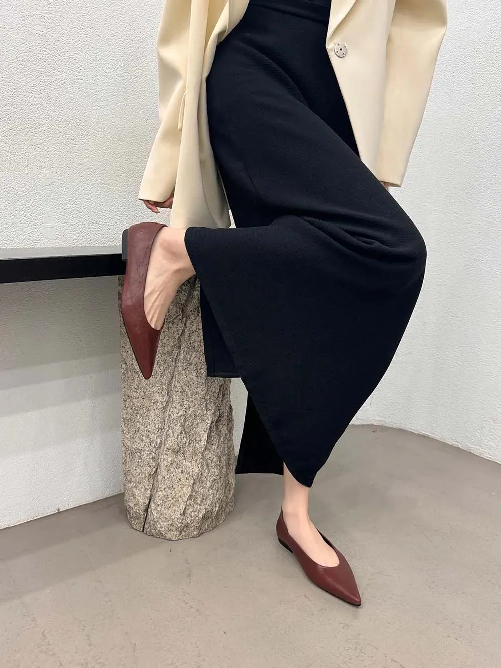 binfenxie  -  Pointed Toe Women Loafers 2024 New Arrivals Autumn Spring Dress Shoes Casual Fashion Laies Low Heeled Solid Color Black Gold 39