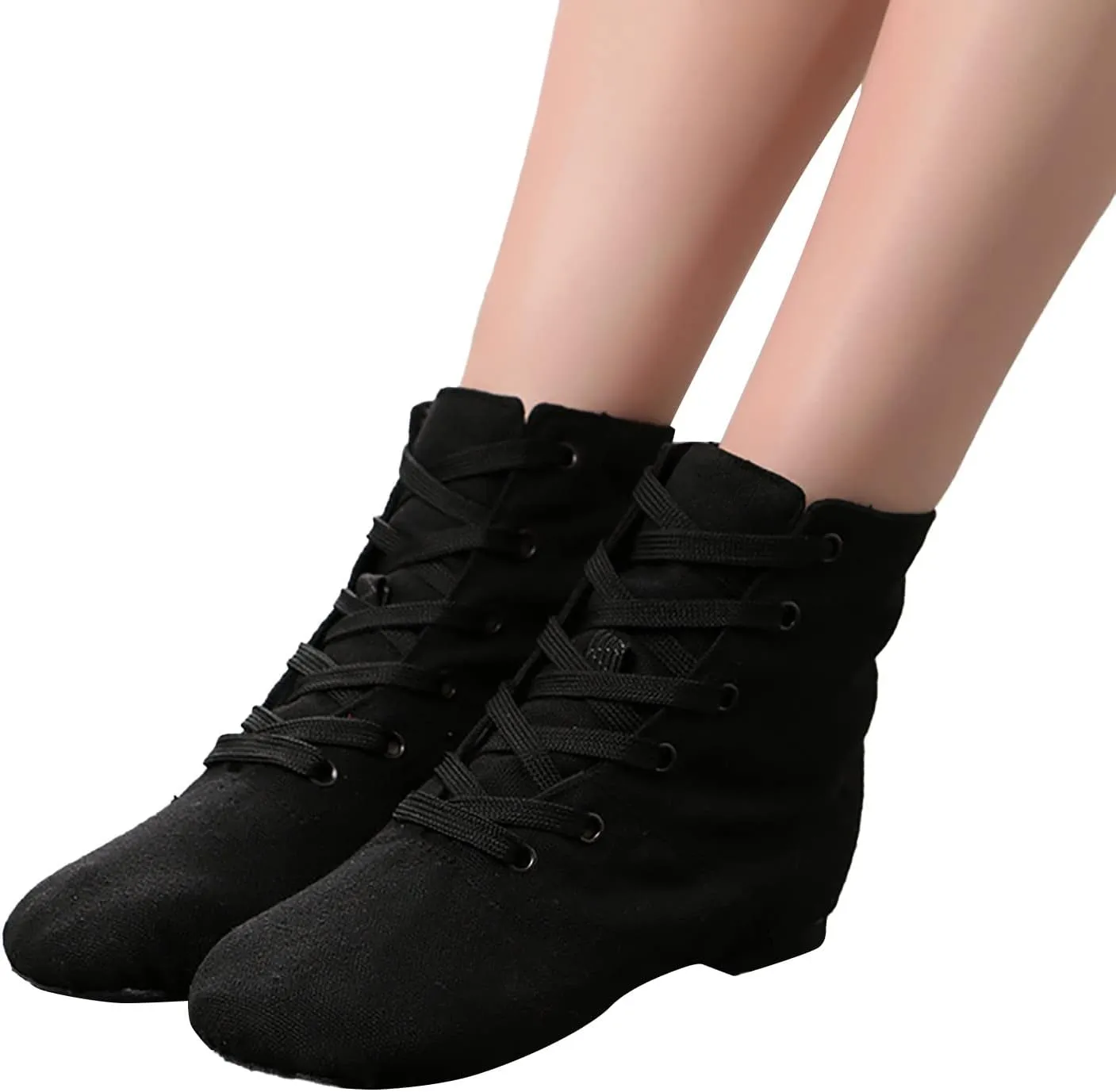 Canvas Lace up Practice Jazz Dance Boots Fashion Split Sole Ballet Dancing Sneakers for Adult Men Women Kid