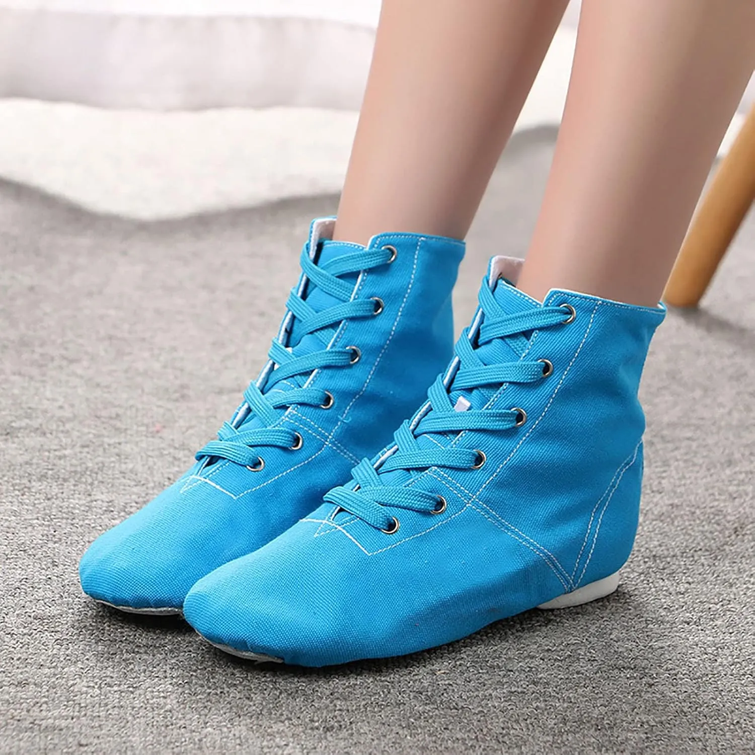 Canvas Lace up Practice Jazz Dance Boots Fashion Split Sole Ballet Dancing Sneakers for Adult Men Women Kid