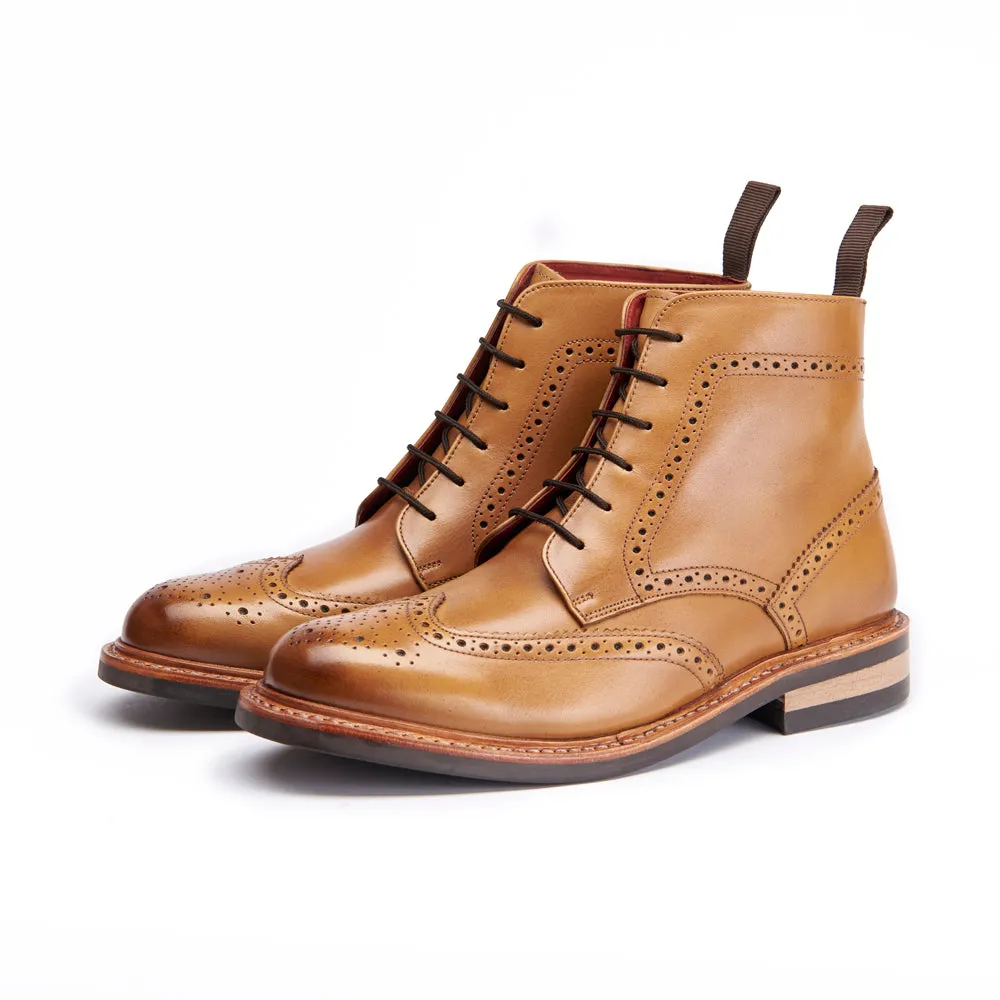 Country Brogue Boot - Tan