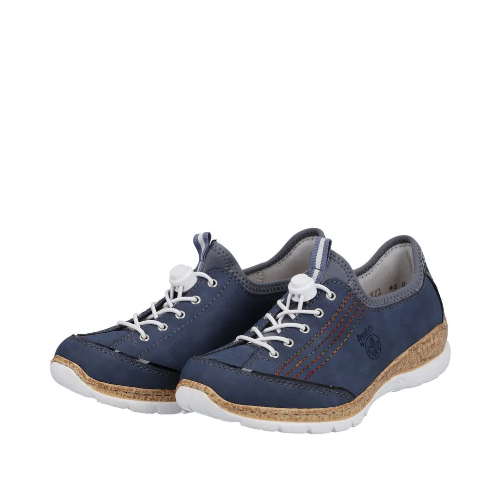 Ladies Rieker Lace Up Shoe Denim Style N42T0-14