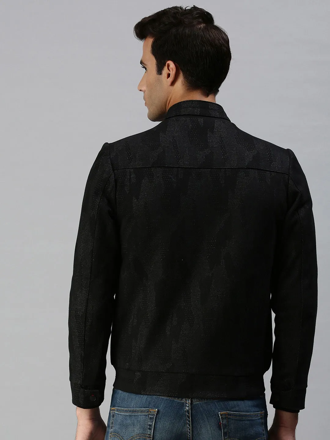 Men Grey Abstract Tailored Jacket