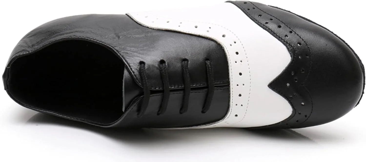 Mens Ballroom Dance Shoes with Heel Lace-up Latin Salsa Swing Shoes X8005