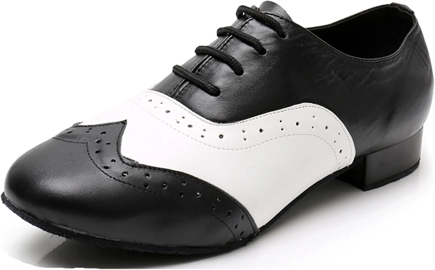Mens Ballroom Dance Shoes with Heel Lace-up Latin Salsa Swing Shoes X8005