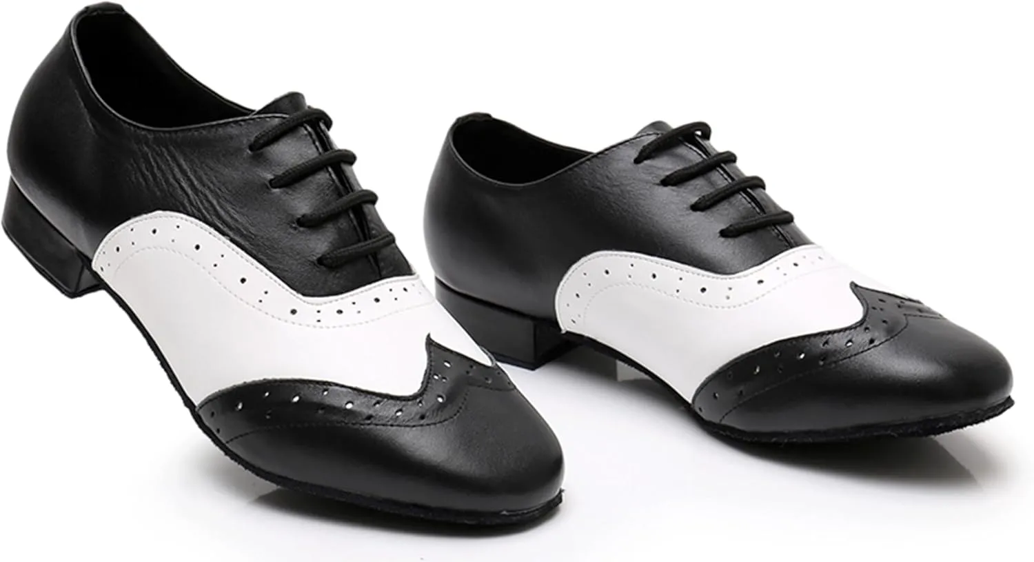 Mens Ballroom Dance Shoes with Heel Lace-up Latin Salsa Swing Shoes X8005
