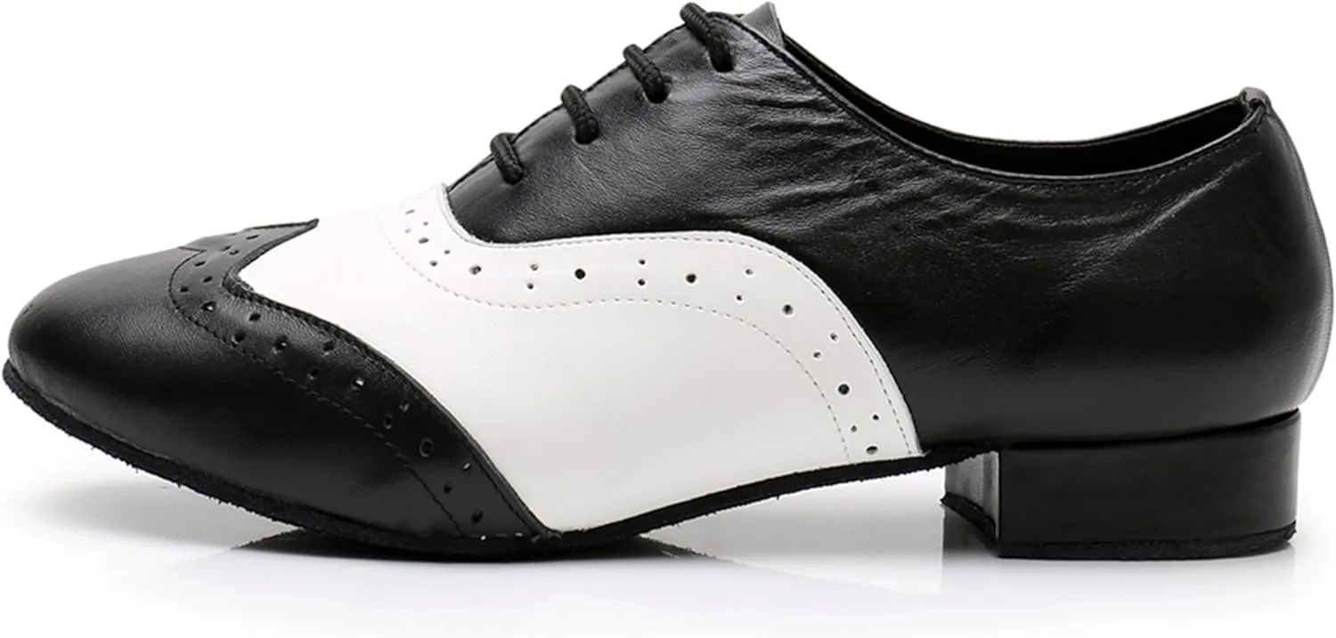 Mens Ballroom Dance Shoes with Heel Lace-up Latin Salsa Swing Shoes X8005