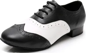 Mens Ballroom Dance Shoes with Heel Lace-up Latin Salsa Swing Shoes X8005