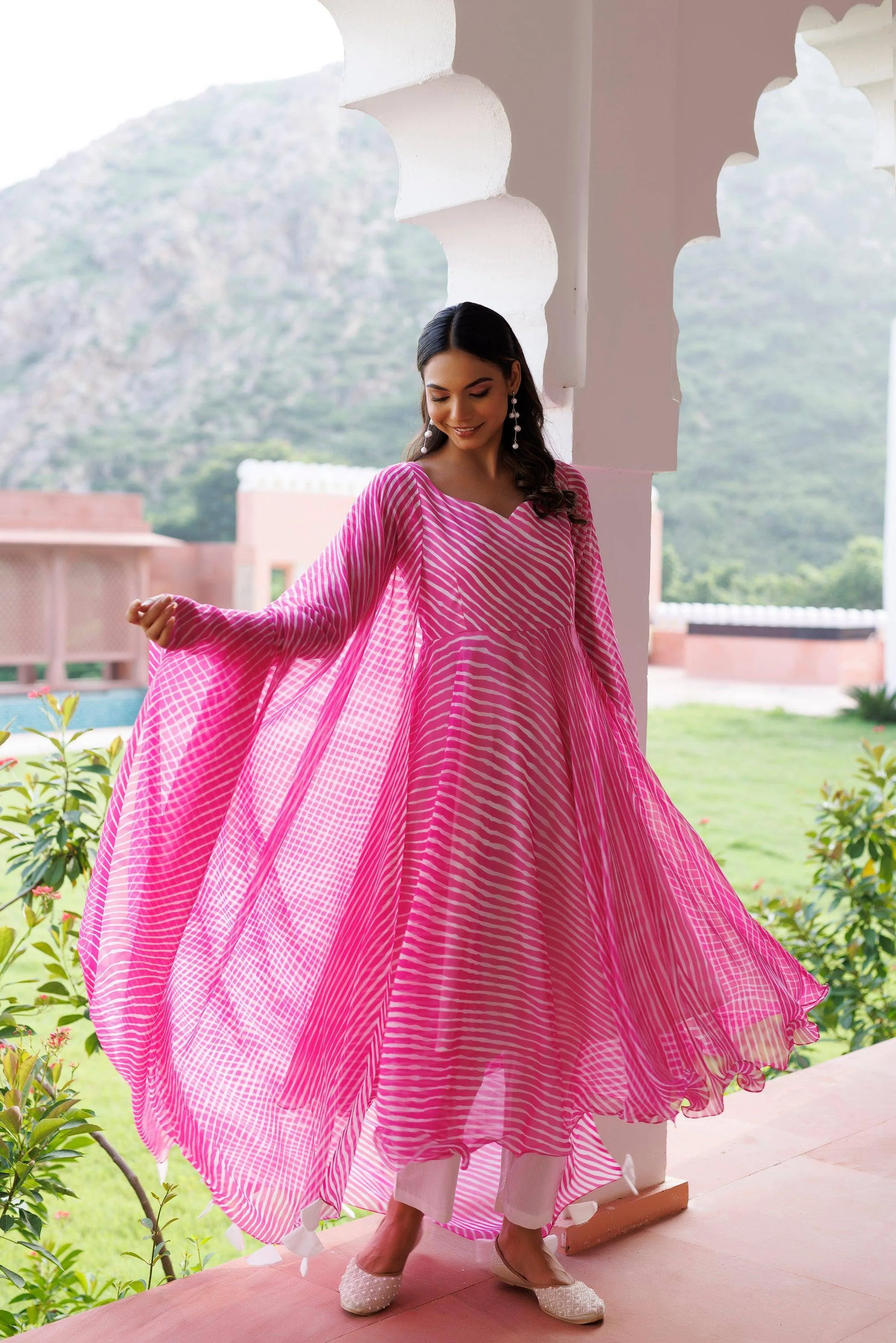 Rosebloom Leheriya Pink Kurta Set By RAGAVI
