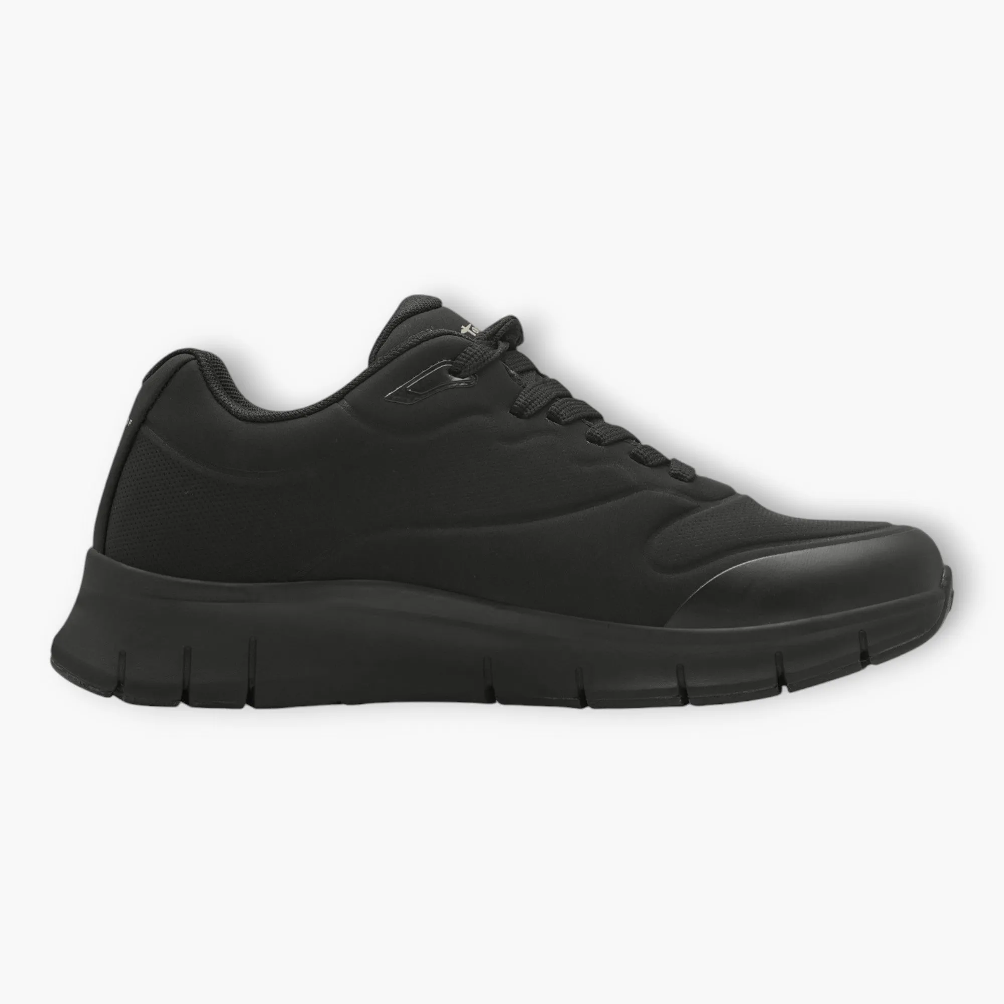 Tamaris Black Waterproof Lace-Up Shoe with Wedge Sole and Tex Membrane